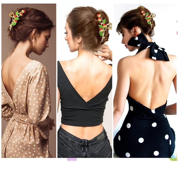 Strawberry enamel 3D hairclip red pink gold choose one color New 4" Big - Picture 4 of 9